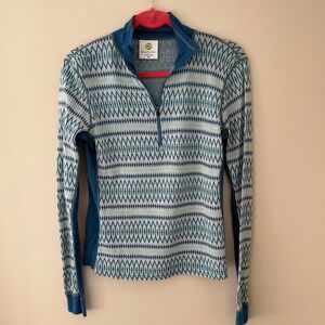 DAKINI Women's Quarter Zip Merino Modal Blend Long Sleeve Top Size L